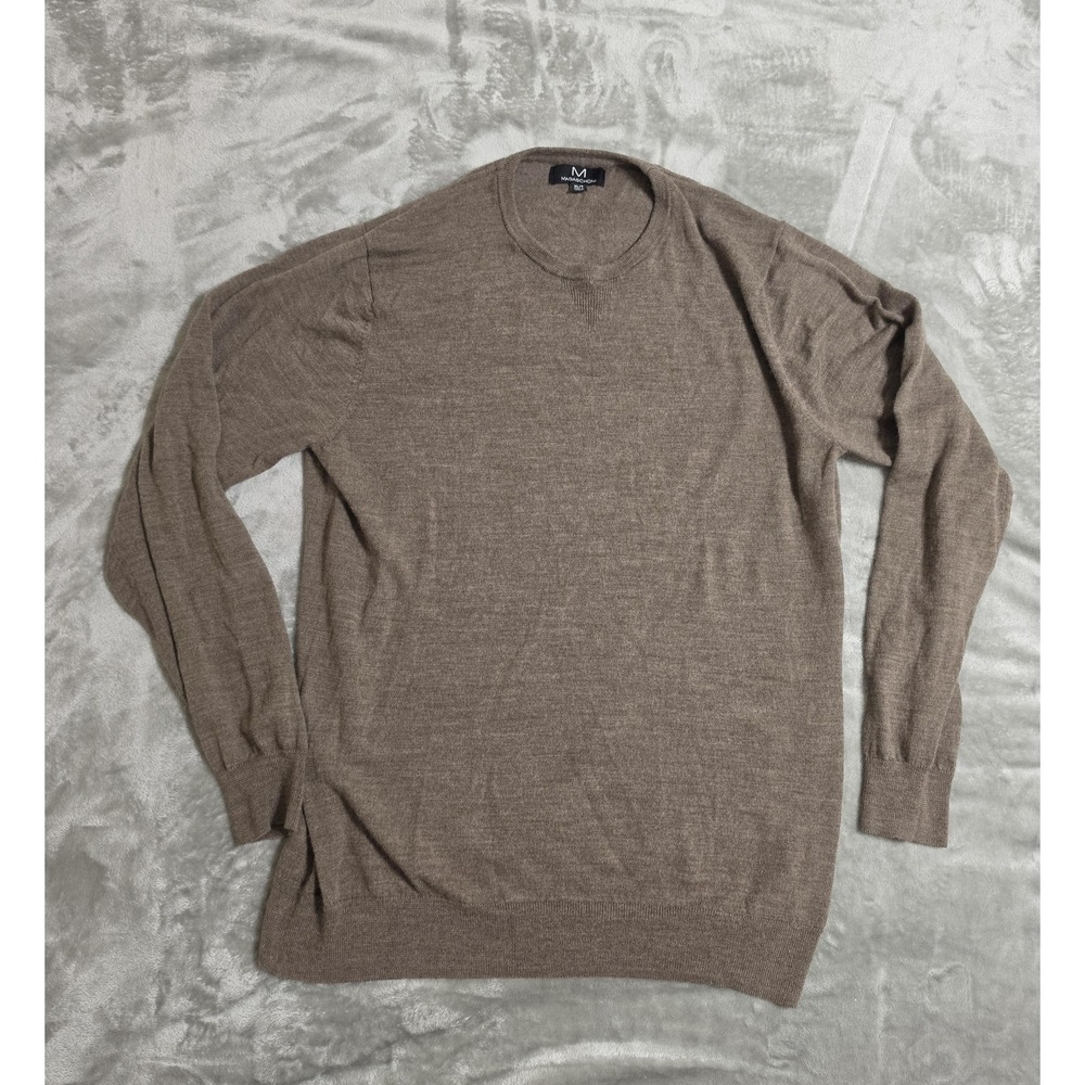 Magaschoni Sweater Womens XL Brown 100% Wool Lightweight Crewneck Knit Pullover